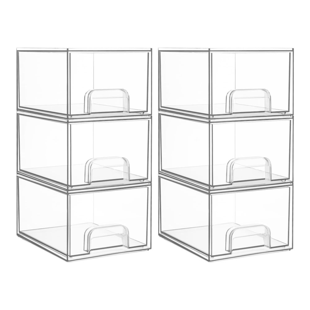 6 Pack Clear Stackable Storage Drawers, 4.4'' Tall Acrylic Bathroom Makeup🐱